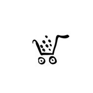 Vector black shopping cart icon illustrated trolley isolated