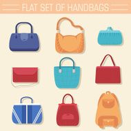 fashion handbags and bags in flat illustration concept icons set N2