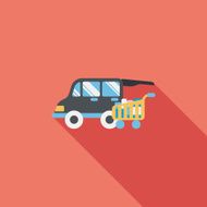 shopping cart flat icon with long shadow eps10 N119