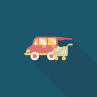 shopping cart flat icon with long shadow eps10 N120
