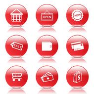 Shopping Sign Red Vector Button Icon Design Set 2 N11