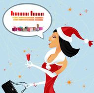 Santa Claus girl with a Christmas present &ndash; balloon