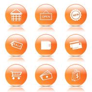 Shopping Sign Orange Vector Button Icon Design Set 2 N11