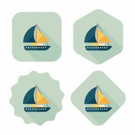 Sailboat flat icon with long shadow N9