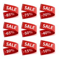 Set of sew in SALE labels with different discount percentage N2