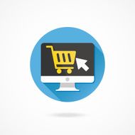 Vector Computer Display Buy Online Icon Ecommerce Concept