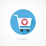 Vector Shopping Cart and Heart Shape Sign Icon