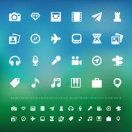 Retina travel and entertainment icon set