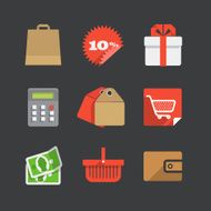 Trendy modern color shopping icons