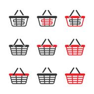 Shopping Basket Icon Set Vector