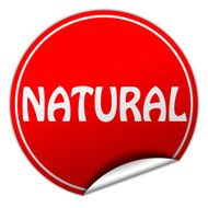 natural round red sticker on white background