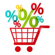 Shopping cart with percent symbols
