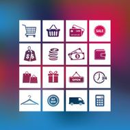 Shopping Icons on a Blurred Background