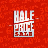 Red 3D vector text of sale discount price offer N19