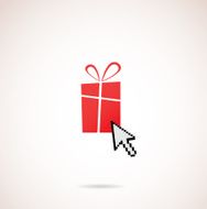 Present with computer arrow christmas and holiday shopping