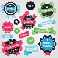 Vector Badges Stickers and Ribbons Set Colorful