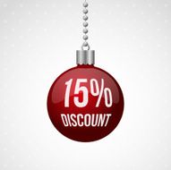 Red fifteen percent discount christmas ball