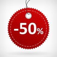 Red leather price labels -50 percent