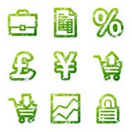 Green grunge e-business contour icons V2