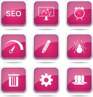 SEO Internet Sign Square Vector Pink Icon Design Set 8 N12