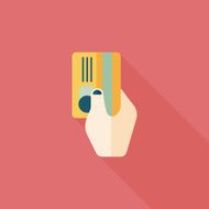 shopping credit card flat icon with long shadow eps10 N25