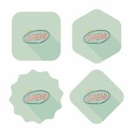 shopping store sign flat icon with long shadow eps10 N162