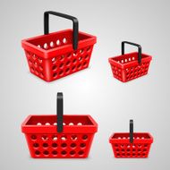 Vector shopping bag with round holes red