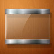 Glass plate with metal holders for your signs on wooden