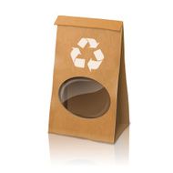 Blank craft vector realistic paper packaging bag with recycle sign N4