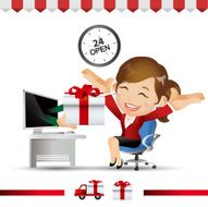 Businesswomen use credit card for buy gift from online shop