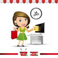 Businesswoman use credit card for buy gift from online shop