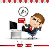 Businessmen use credit card in online shop