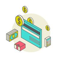 isometric style with a bank cards