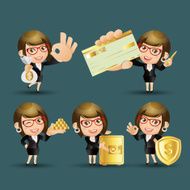 People Set - Business Businesswoman finance set Gold 2