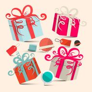 Gift Boxes Set with Empty Labels - Retro Vector Illustration
