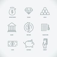 Thin modern line finance icons