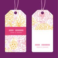 Vector flowers outlined vertical stripe frame pattern tags set