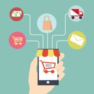 mobile commerce concept Flat design