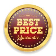 Red best price badge with gold border