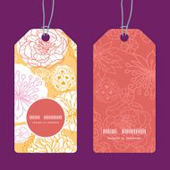 Vector warm day flowers vertical round frame pattern tags set