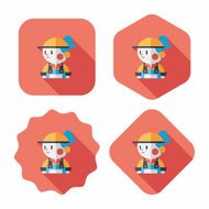 Coffee shop clerk flat icon with long shadow eps10 N28
