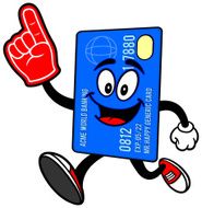 Credit Card Running with Foam Finger