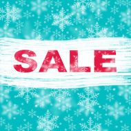 Blue winter sale with snowflake background