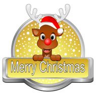 Reindeer wishing Merry Christmas Button