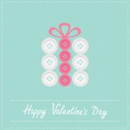 Gift boxwhite pink buttons Appligue Dash line Valentines day Flat N2