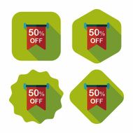 shopping sale sign flag flat icon with long shadow eps10 N50