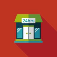 Building convenient store flat icon with long shadow eps10 N29