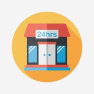 Building convenient store flat icon with long shadow eps10 N31