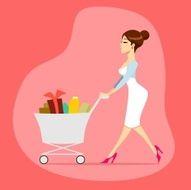 Woman with handcart