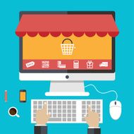 Flat design concepts online shopping and e-commerce N2